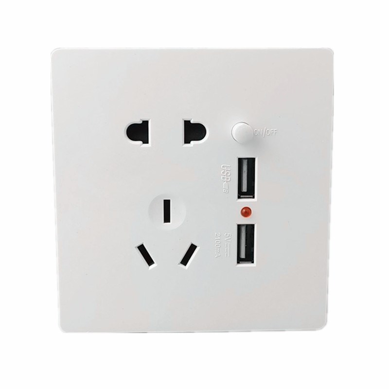 86型墙壁暗装五孔USB插座面板 双usb充电插口带二三五孔电源插座