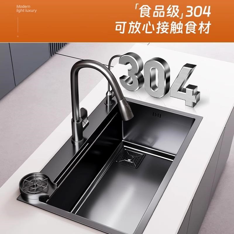 厨房洗菜盆SUS304不锈钢水槽大单槽台下洗碗槽家用加厚洗菜池水池