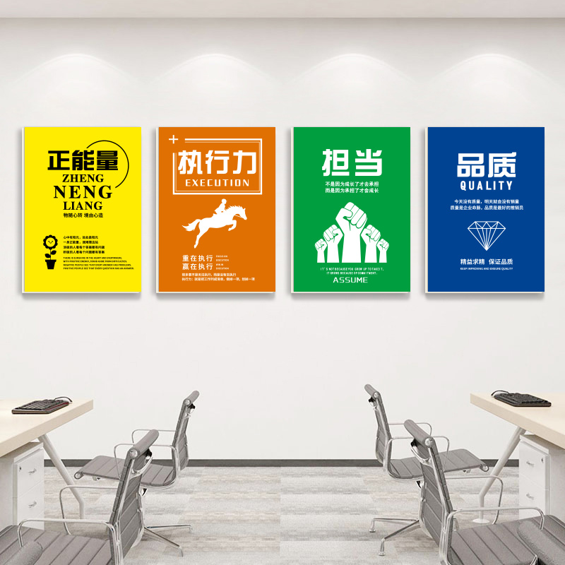 正能量办公室装饰画激励员工会议室企业文化墙面布置励志标语挂画