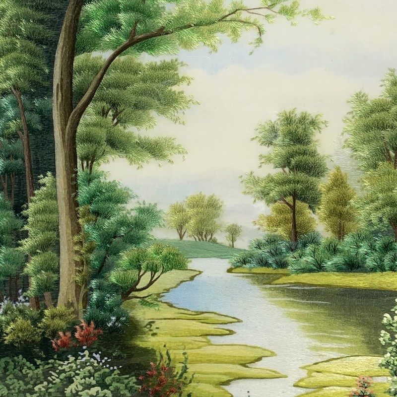 大幅竖版刺绣油画风景挂画别墅客厅走廊玄关纯手工苏绣装饰欧式风图片