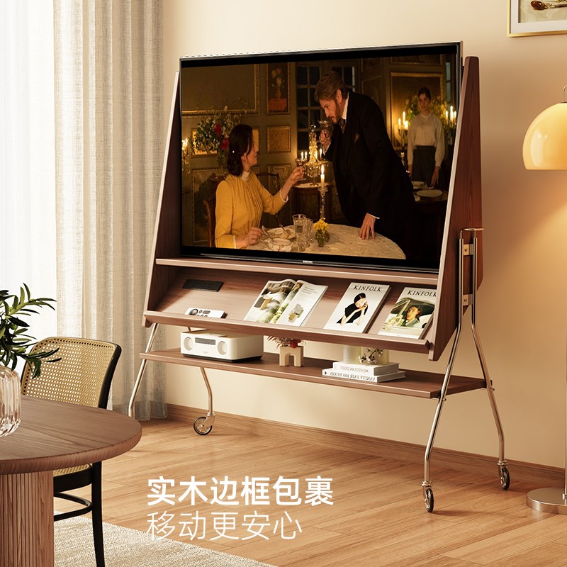 实木可移动电视柜客厅家用客厅小户型现代简约落地储物电视机支架