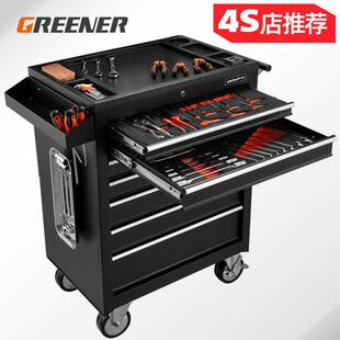 多抽屉工具车绿色五抽工具柜便携式多功能维修工具箱五七抽工具车