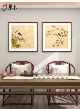 中国画花鸟挂画新中国风书房客厅背景墙装饰画餐厅入口桶方壁画梅