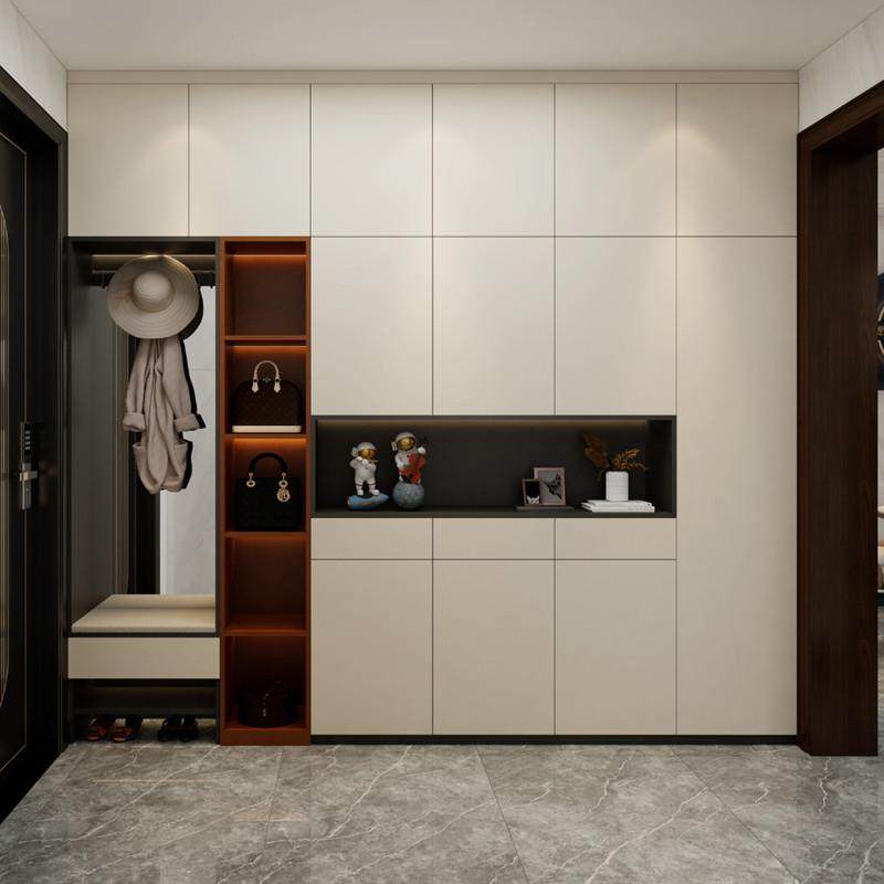 全屋定制鞋柜玄关柜入户柜红棉花ENF级多层实木板材现代简约风格