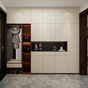 全屋定制鞋柜玄关柜入户柜红棉花ENF级多层实木板材现代简约风格