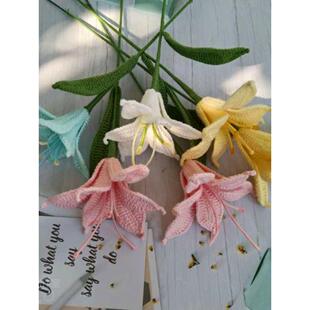 毛线钩织花束成品六出花手工制作彷真花毛线花室内摆件创意礼品