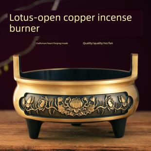 纯黄铜 香炉家用供奉 室内供佛敬神菩萨上香铜炉线香炉烧香炉