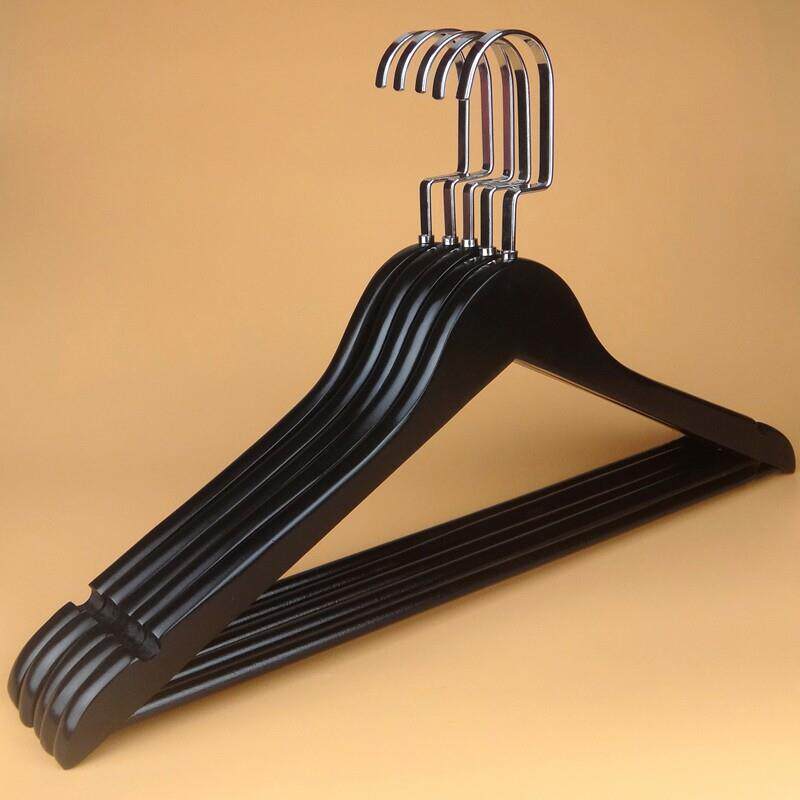 黑色实木衣架 服装店防滑晾衣架酒店木质衣挂 天然原木材质 包邮