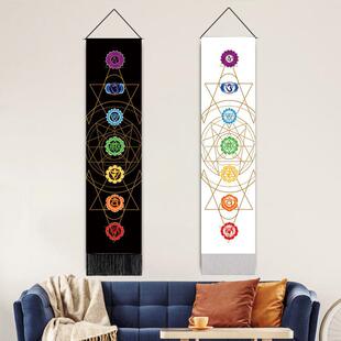 曼陀罗七轮脉冥想挂毯瑜伽打坐挂布卧室挂画装饰画背景布房间挂件