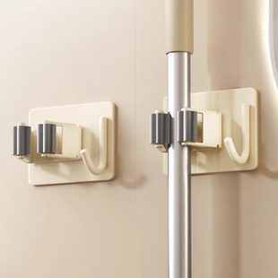 拖把壁挂夹挂钩免打孔卫生间浴室神器墙上扫把拖布夹固定卡扣挂架
