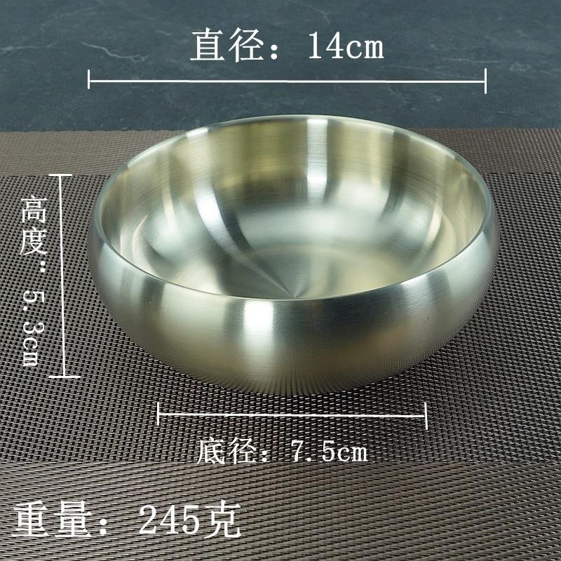 镀锆金韩式不锈钢双层冷面碗x加厚米饭碗日式风商用圆形紫金钵盂