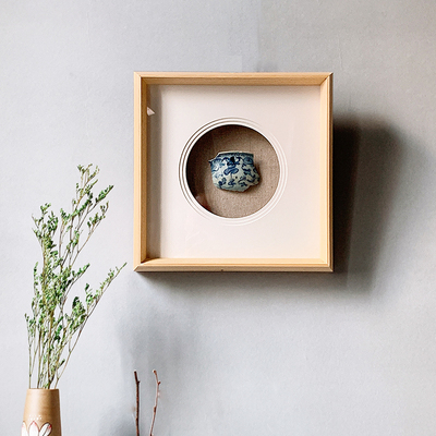 新中式瓷片实物立体框实木多层卡纸装裱框禅意画框定.制任意尺寸