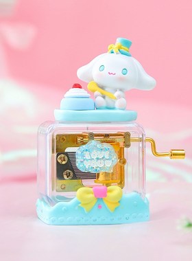 女孩大耳狗音乐盒桌面摆件儿童玉桂狗八音盒手摇式节日Z礼物送女