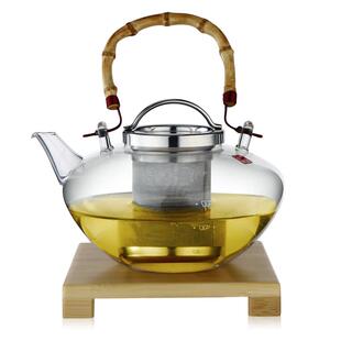 一屋窑耐热玻璃茶具竹艺提梁壶过滤泡茶壶可直火电陶炉煮茶烧水壶