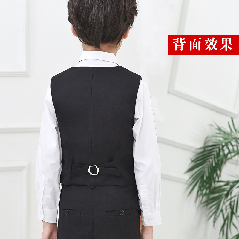 男童西装马甲春秋儿童中大童小学生演出背心英伦花童礼服黑色马夹