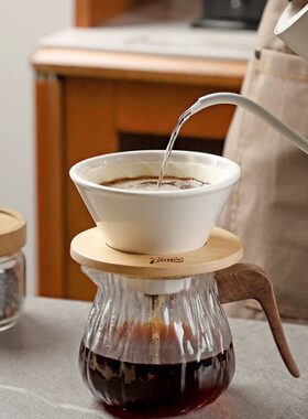 in器过滤器享手冲咖啡滤杯B形陶瓷o杯c分螺纹壶滤杯托咖啡o具扇