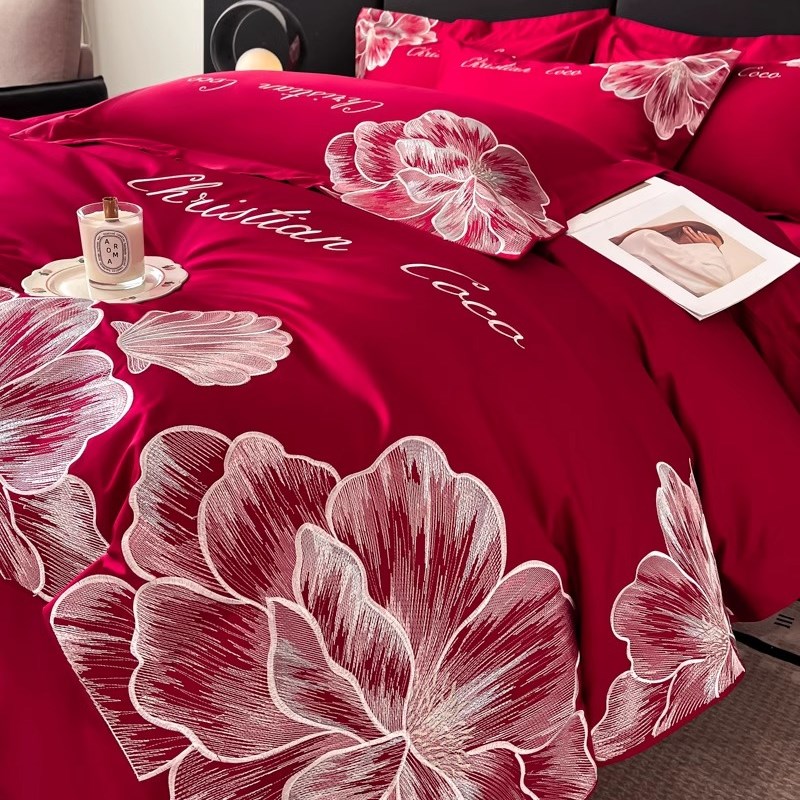 夏季水洗真丝被套四件套轻奢风裸睡高级感被套床S笠款床单床上用