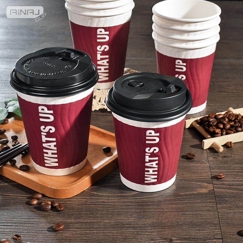 一次性纸杯家用带盖子加厚奶茶豆浆咖啡杯冷热饮商用杯子定制印lo