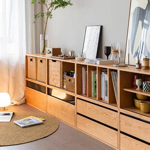 二黑木作 无界组合柜 书柜中古风展示柜实木抽屉餐柜储物收纳