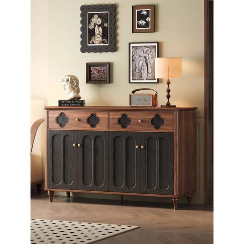 中古风鞋柜家用门口实木框入户收纳柜一体靠墙玄关储物柜2025新款