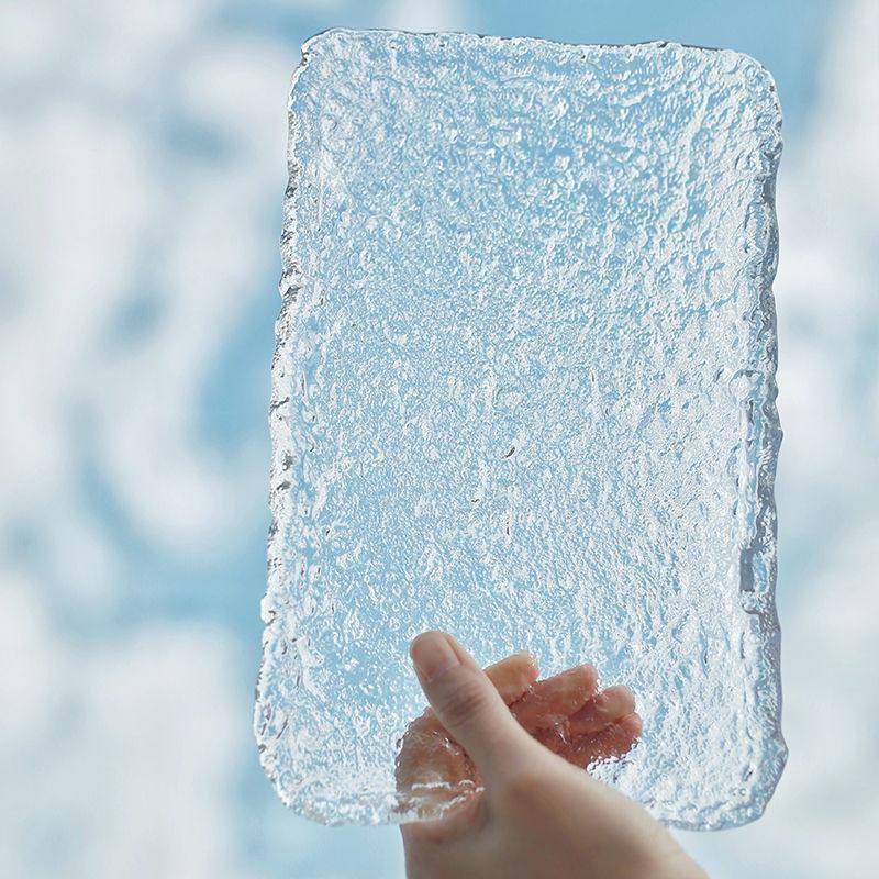 日式水晶玻璃茶盘手工冰露不规则简约水果圆餐盘寿司长盘壶承碟子,餐饮具,盘,淘宝优惠券,粉丝福利购,淘宝优惠卷