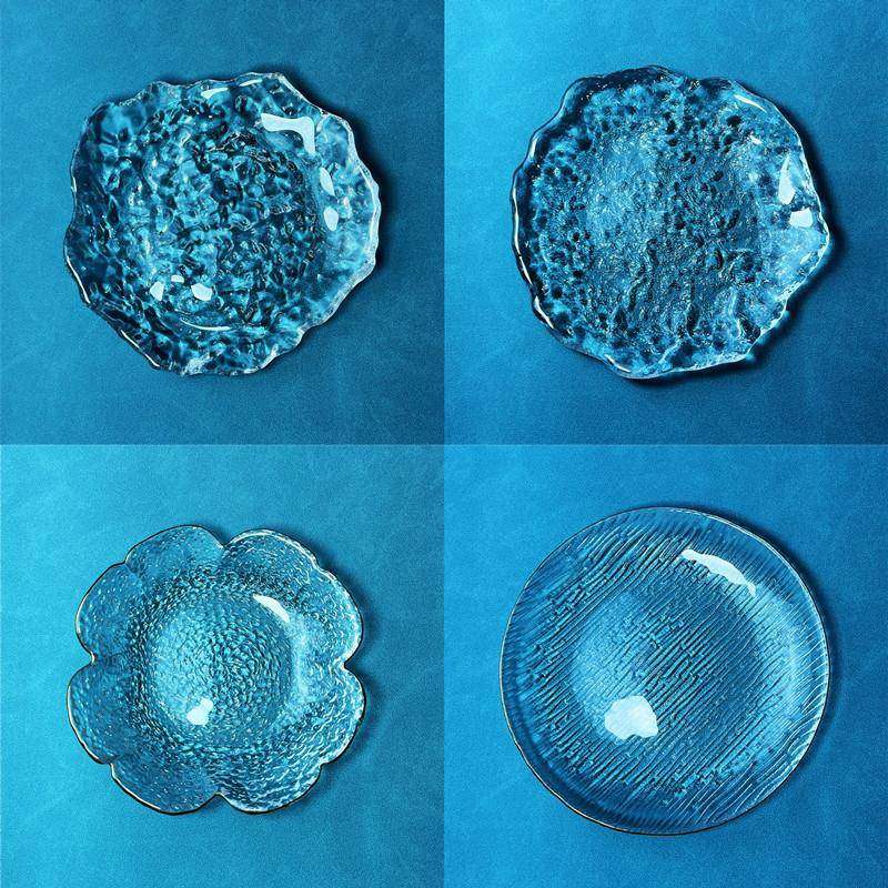 日式手工玻璃小盘子金边锤纹碟子透明小吃水果零食盘无铅水晶玻璃,餐饮具,果盆/果盘/果篮,淘宝优惠券,粉丝福利购,淘宝优惠卷