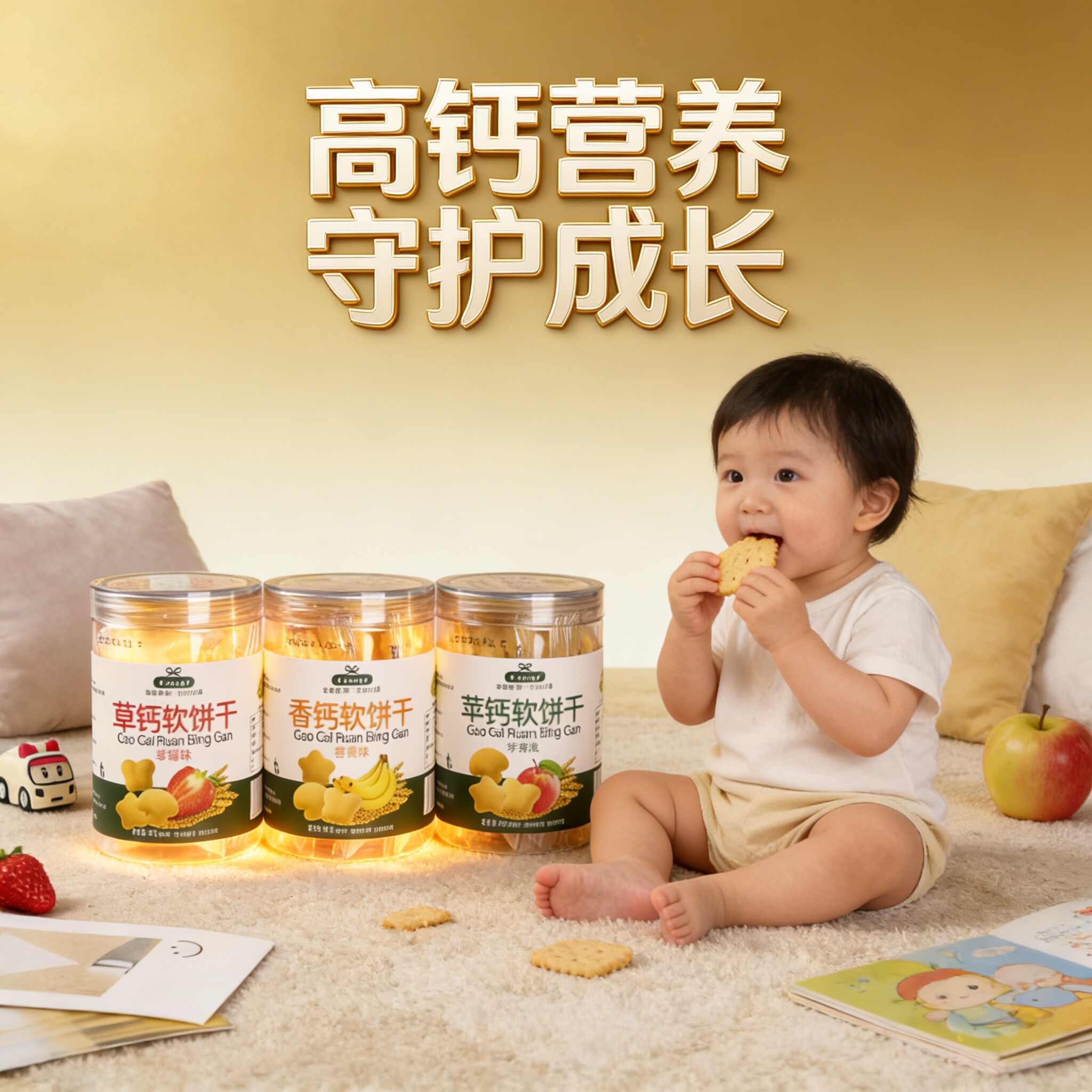 X&middot;dangd0添加高钙软饼干无敏宝宝男孩女孩休闲零食果蔬饼干