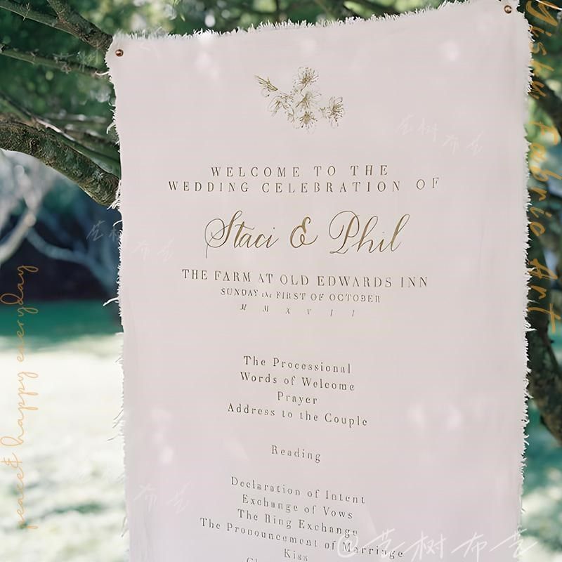 韩式户外婚礼背景墙挂布婚宴席位表宾客名单指引牌装饰座位图定制