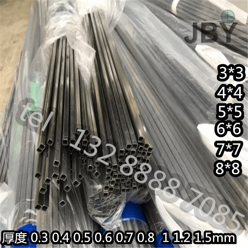 304不锈钢薄壁小方管 3*3x4x4x5x5x6*6x7*7x8*8*0.3*1*1.2*1.5mm