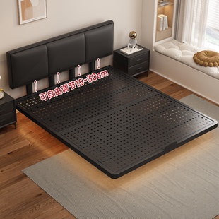 铁艺床悬浮床架钢架现代简约可调节不锈钢床加粗加厚碳素钢双人床