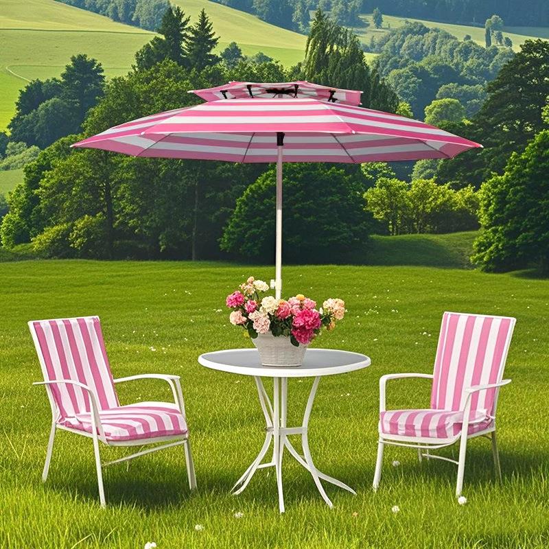 双顶纤维骨太阳伞1.8-2.4沙滩涤纶布免费设计抗风遮阳伞厂家定造