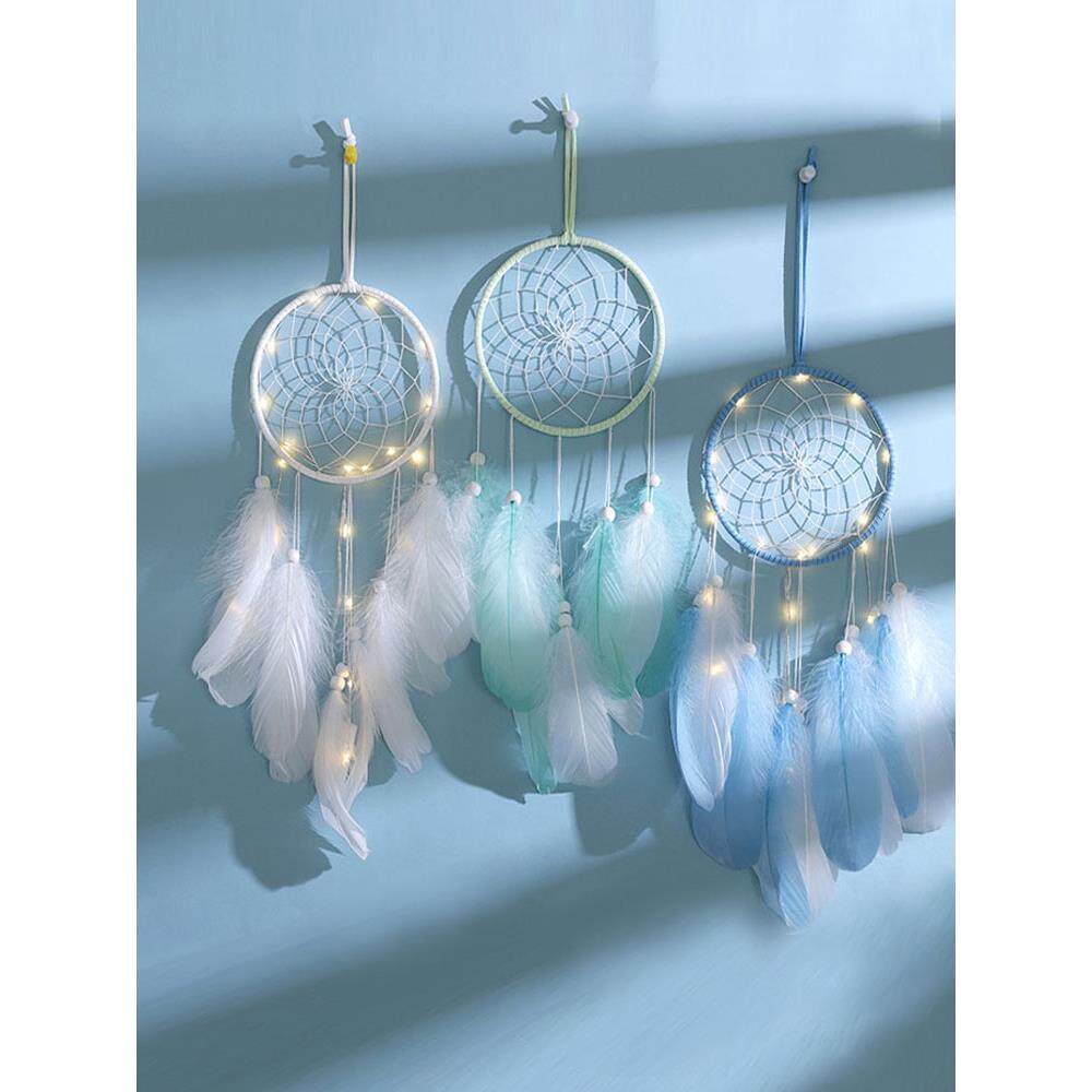 羽毛装饰少女心房间布置挂件森系捕梦网小风铃手工编创意生日礼物