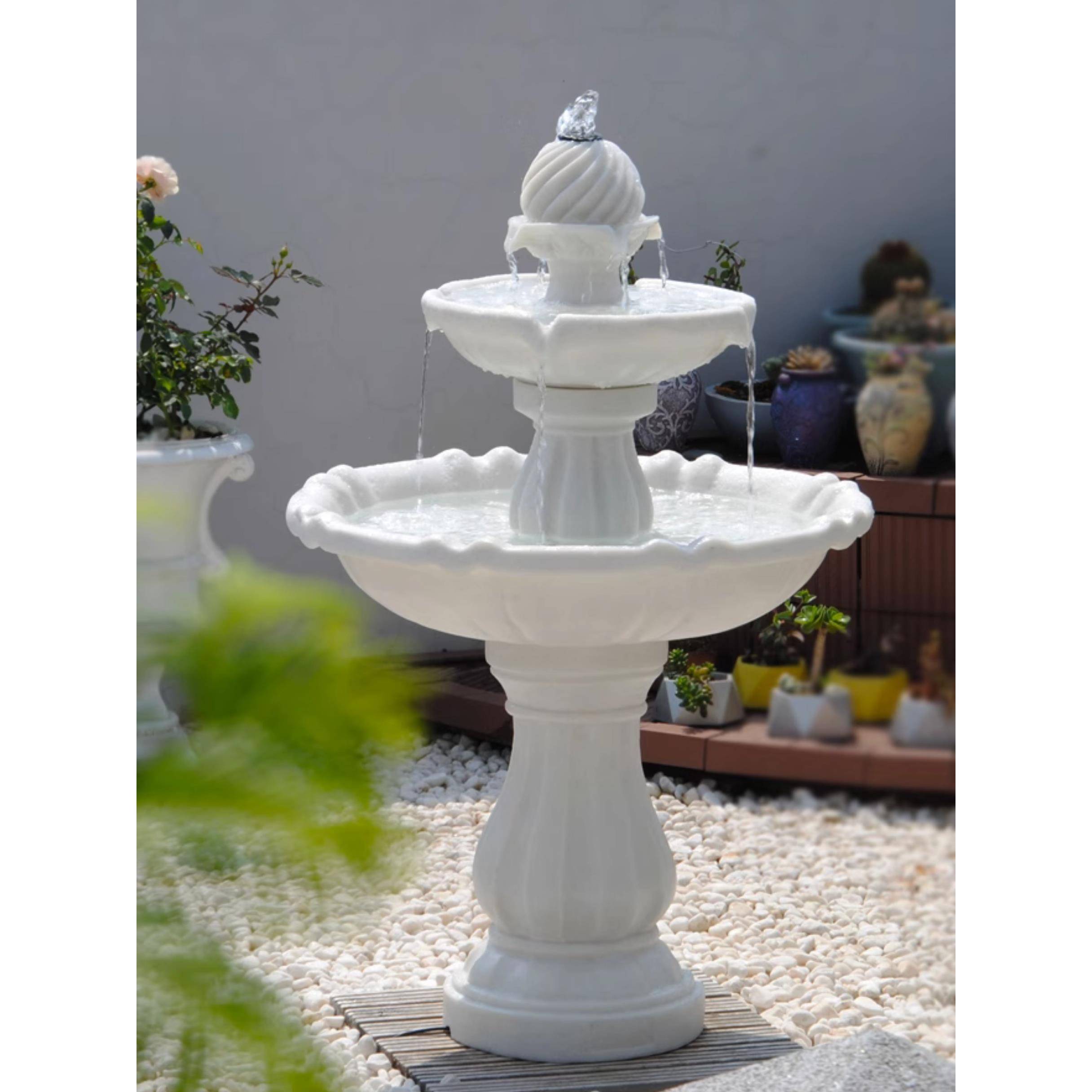 太阳能喷泉 欧式花园循环水流水摆件 户外鱼池庭院造景别墅许愿池