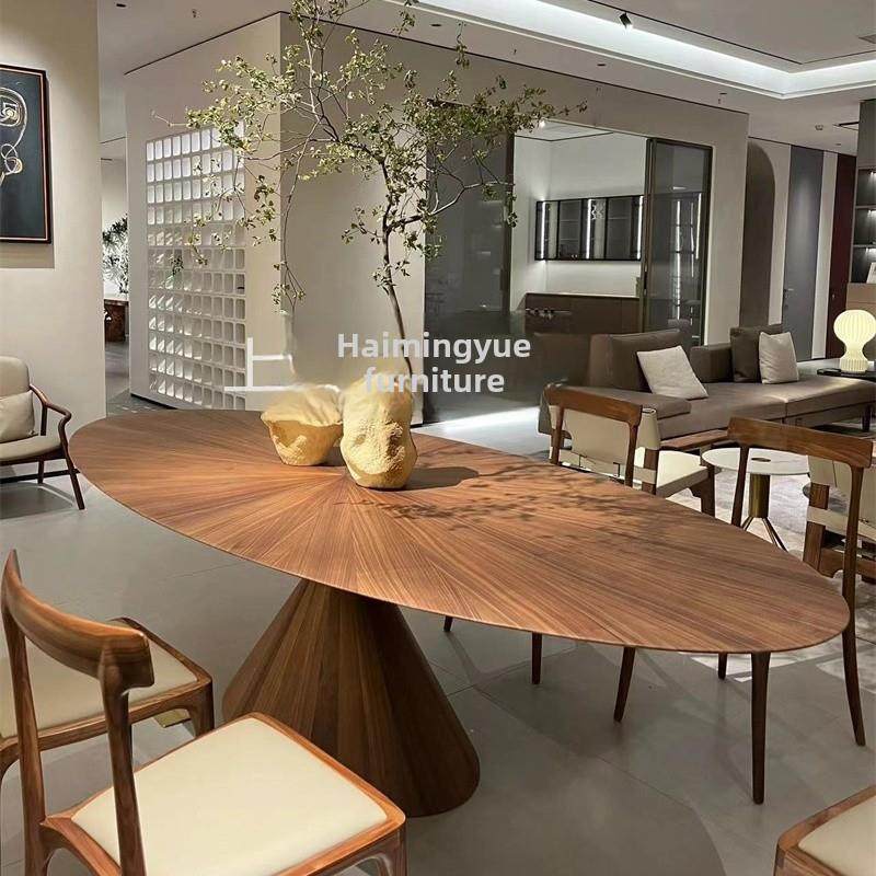 传奇北美黑胡桃飞碟餐桌斯堪的纳维亚椭圆形简单Normcore设计师桌