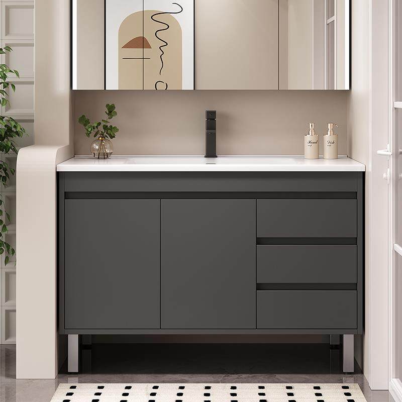 浴室柜定制落地式下半部分无镜柜陶瓷一体盆洗手台洗脸盆尺寸定做