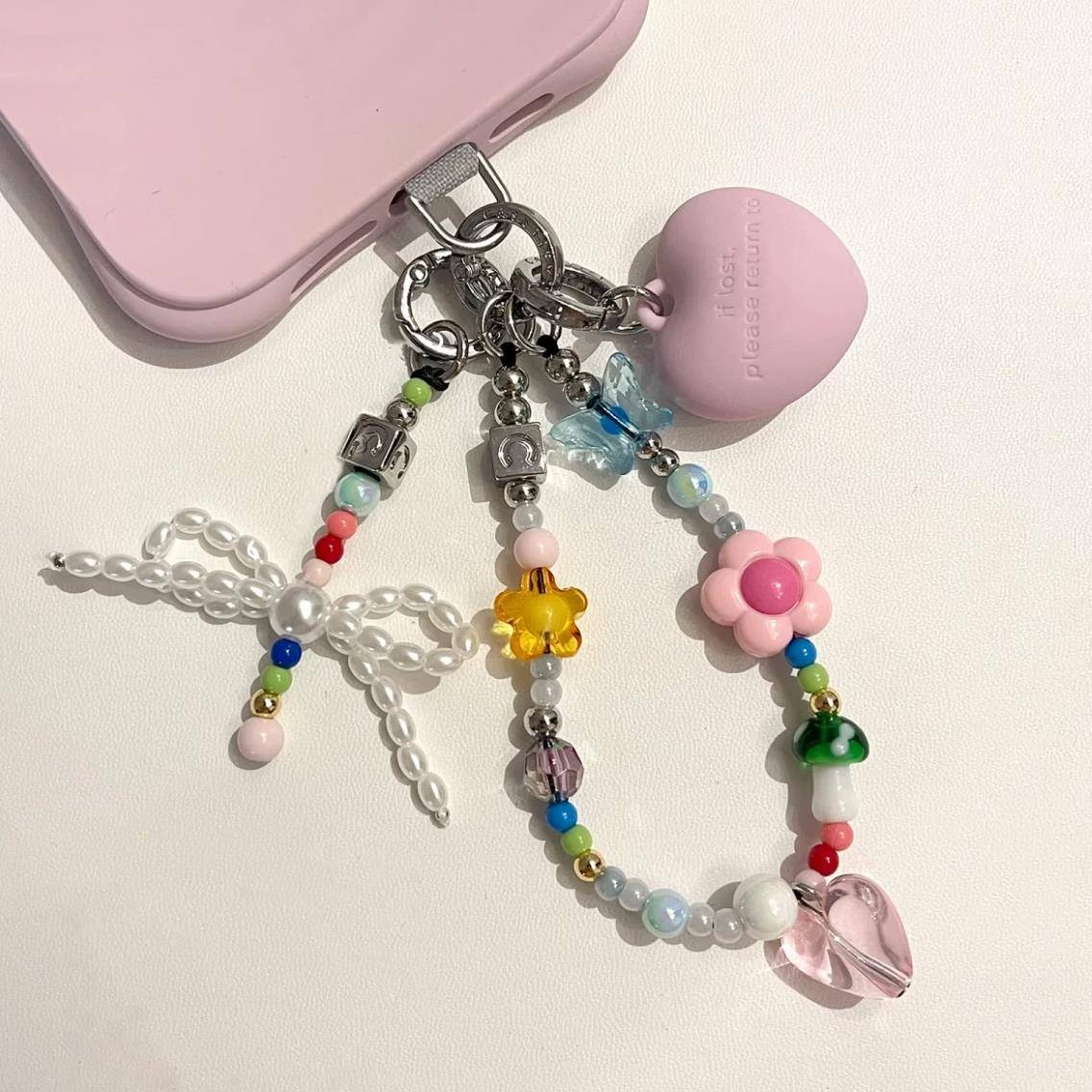 CASE多功能手机链钥匙圈短款链条手机挂饰童趣花园几何锁链挂链