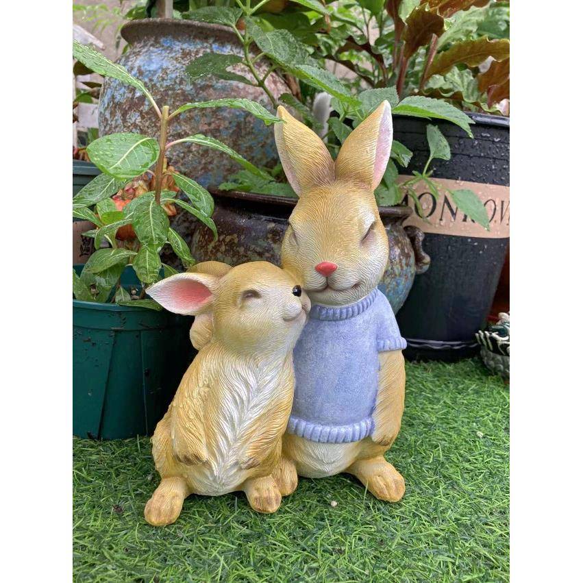 花园庭院摆件桌面装饰创意树脂工艺品家居饰品可爱动物小兔子摆件