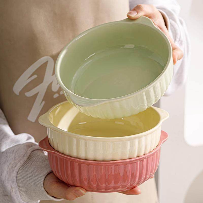 双耳蒸蛋碗空气炸锅烤碗陶瓷家用烤箱专用碗焗烤饭碗沙拉碗鸡蛋羹