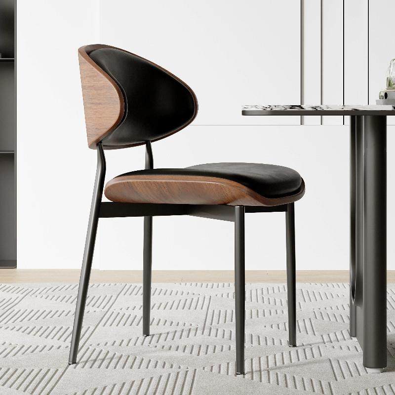 意式轻奢极简伊姆斯餐椅家用现代简约餐厅实木高级感真皮餐桌椅子