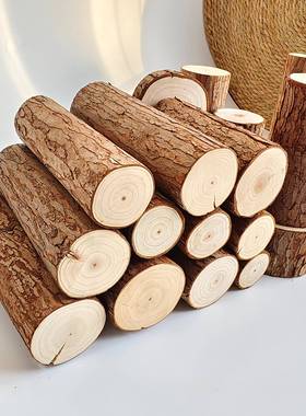 圆木桩壁炉装饰木头树桩造型木材木柴家居饰品摆饰实木栅栏道具