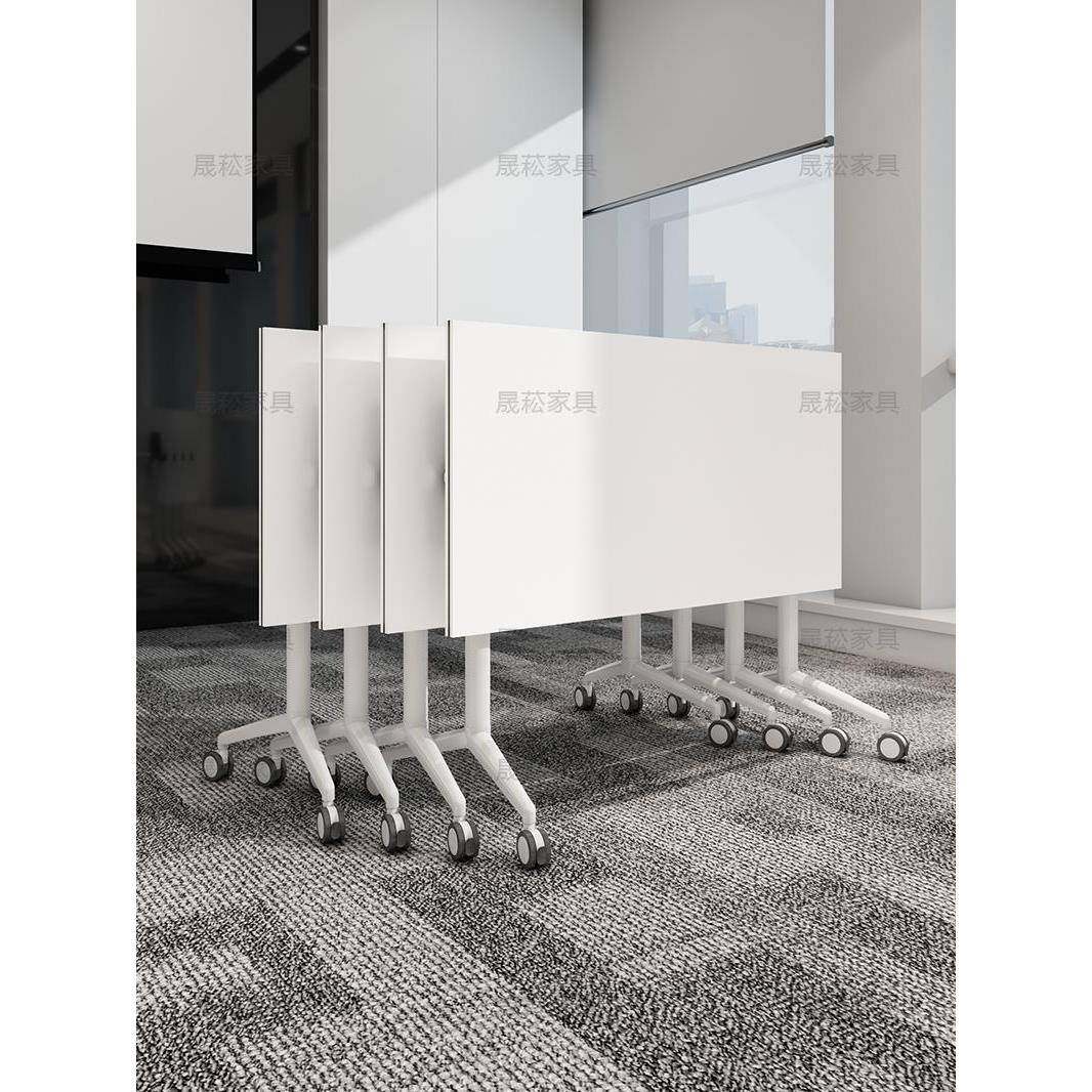 培训桌椅可折叠移动办公桌长条桌拼接会议桌组合带轮子辅导班课桌