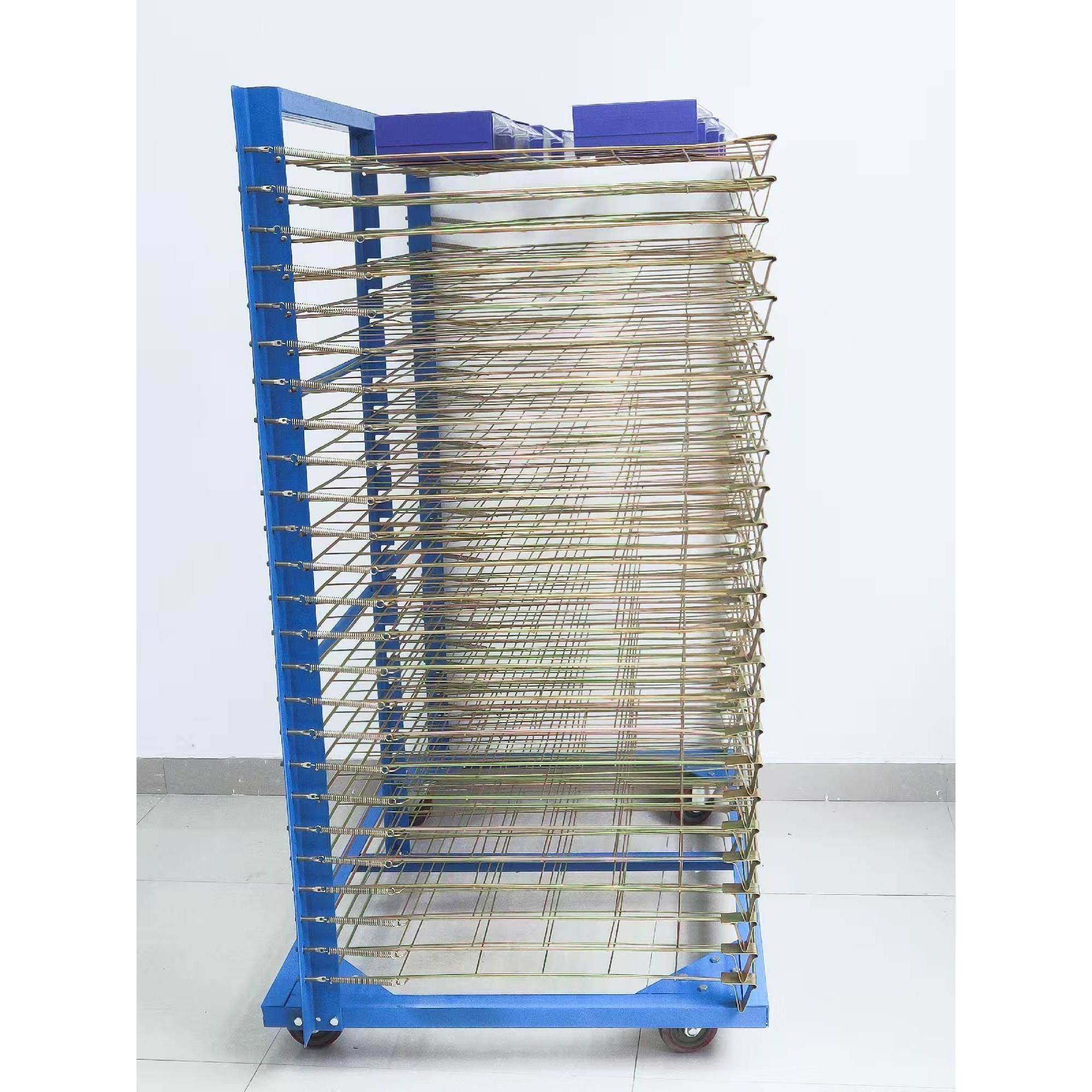 50层千层架江苏厂家仓储货架丝印喷涂台车PCB板架翻转网格周转车