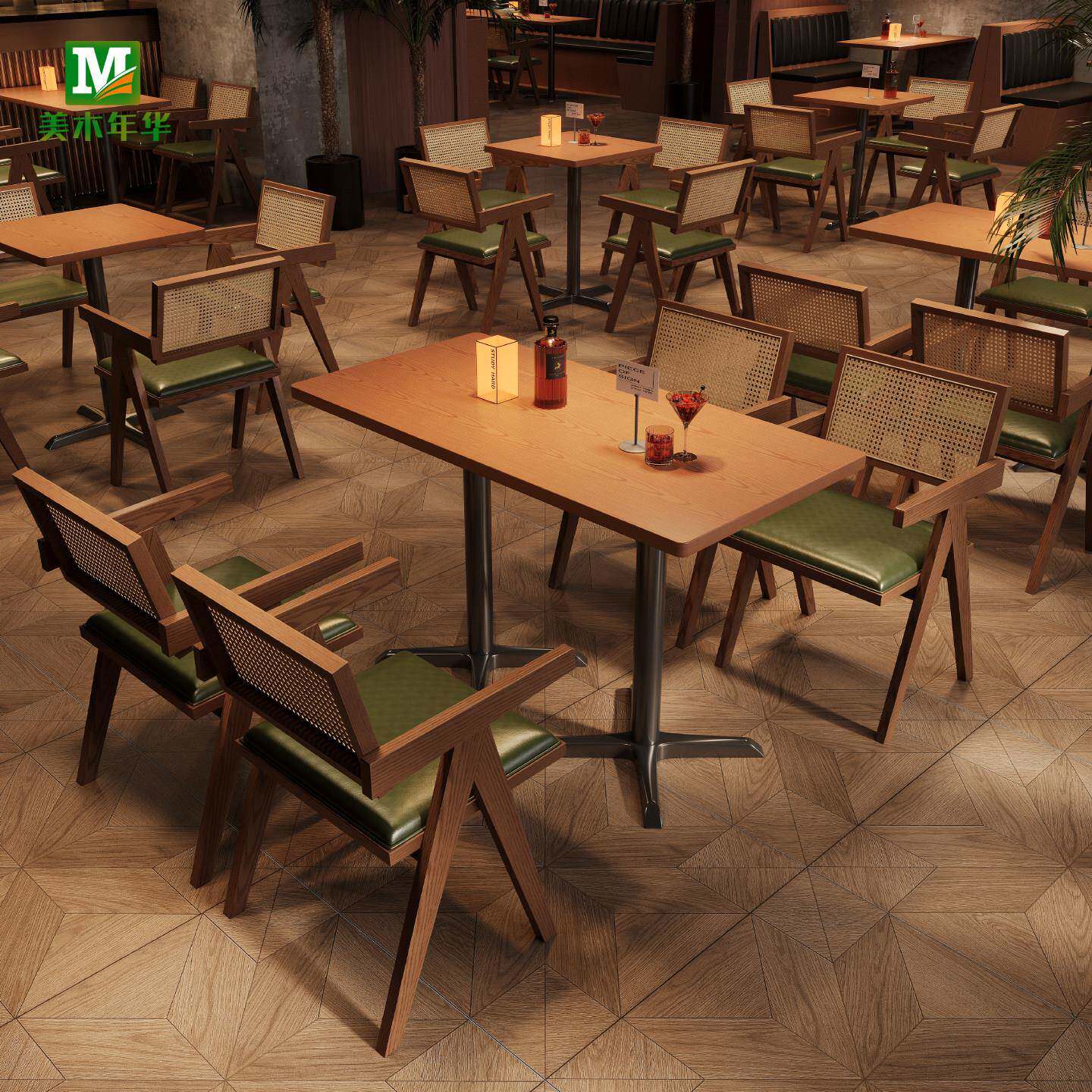 覆古工业风小酒馆网红咖啡厅实木桌子商用酒吧清吧西餐厅咖啡桌椅