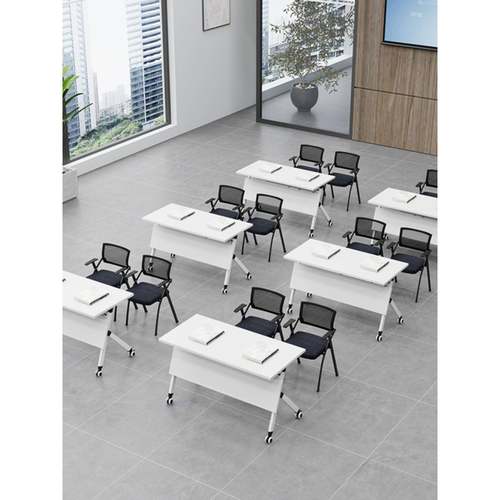 折叠会议培训桌椅组合可移动拼接长条桌双人课桌椅职员办公培训台