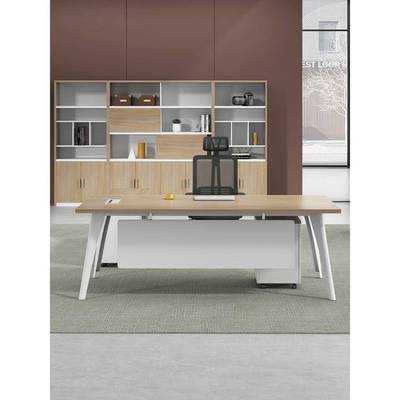 老板办公桌简约现代办公室老板桌椅组合单人主管桌子原木色经理桌