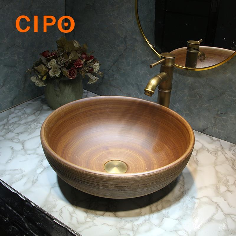 仿古盆圆形台上盆艺术洗手盆小号陶瓷新中式洗脸盆家用35cm洗漱盆