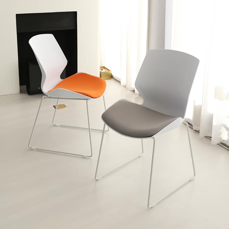 会议室椅子简约可叠弓形网布无扶手靠背座椅办公室洽谈会议培训椅