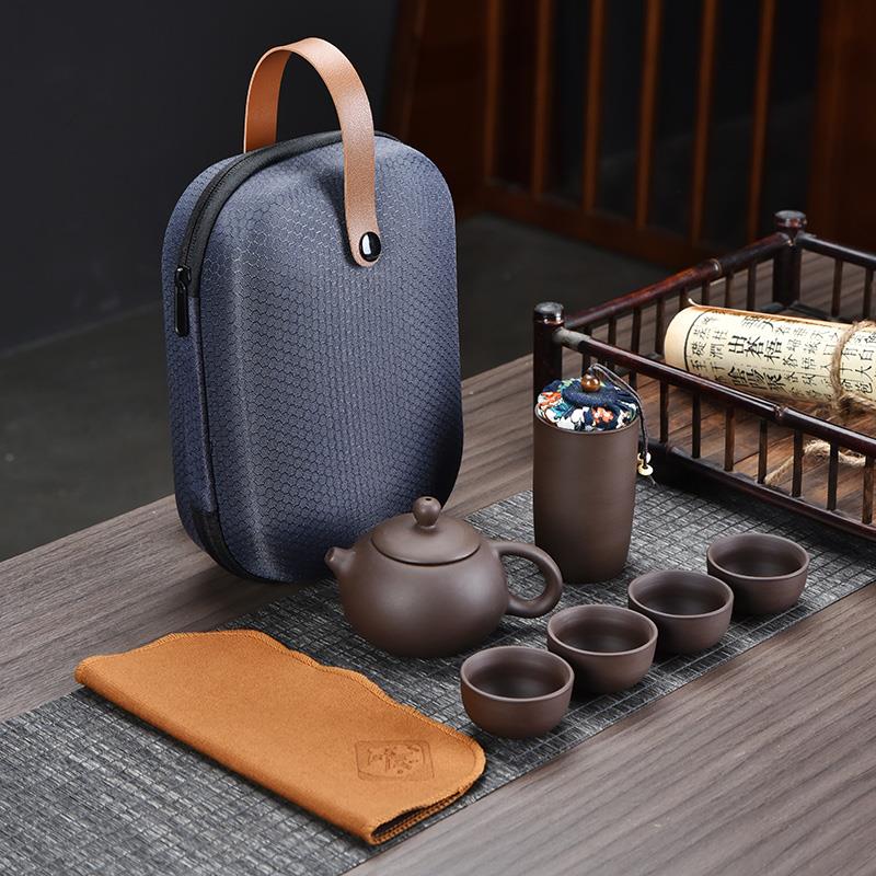 旅行茶具套装便携式功夫陶瓷泡茶器紫砂壶小套车载旅游茶具快客杯