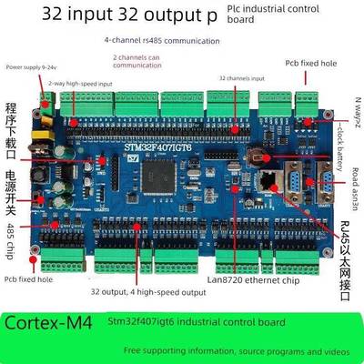 STM32F407IGT6开发板工控板8路电机F429F7H743工控板PLC板