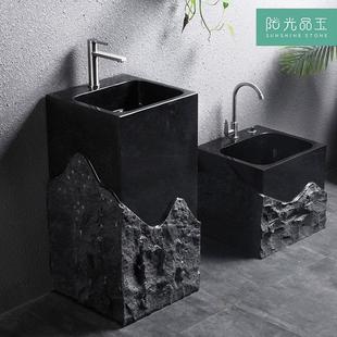 轻奢洗手台家用拖把池水槽 阳光品玉户外庭院石材立柱盆阳台落地式